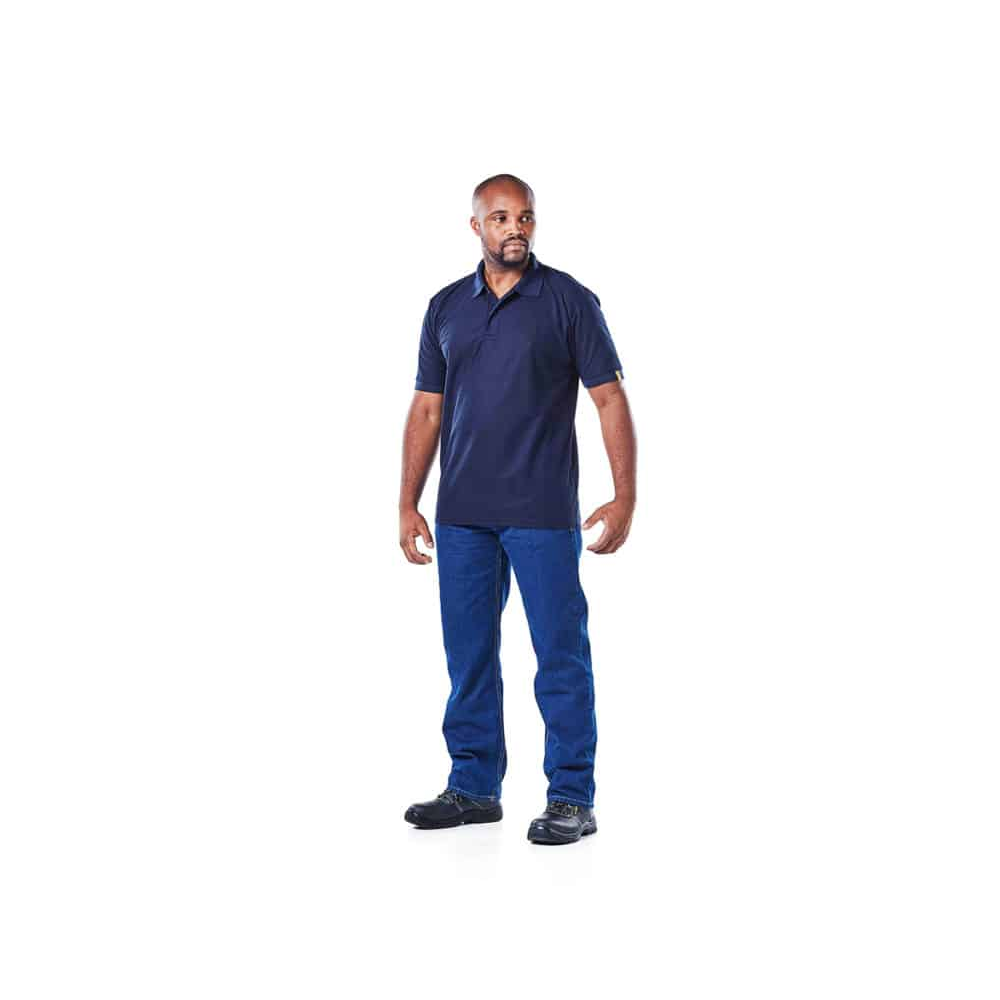 DROMEX PIQUE KNIT GOLFER COLOUR-NAVY SIZE M