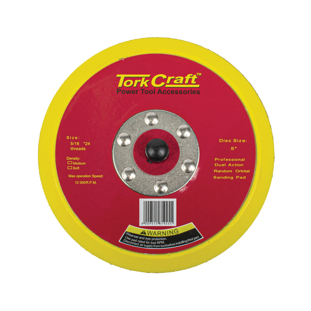 TORK CRAFT DA SANDER PAD VELCRO 5 16 - 24UNF MED SOFT 125MM 5````