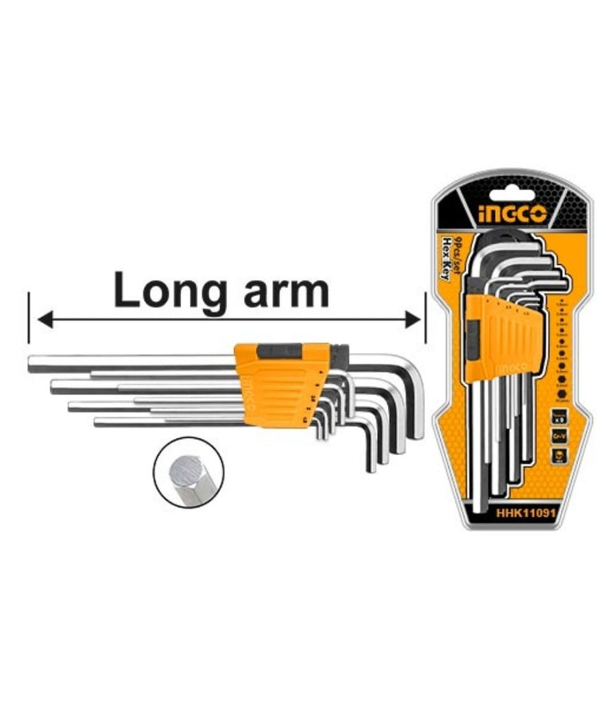 INGCO A/KEY 9PC 1.5-10MM LONG CRV