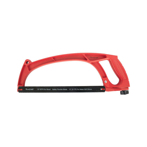 TORK CRAFT ALUMINUM ALLOY HACKSAW FRAME 300MM C/W FLEXIBLE DOUBLE EDGE BLADE