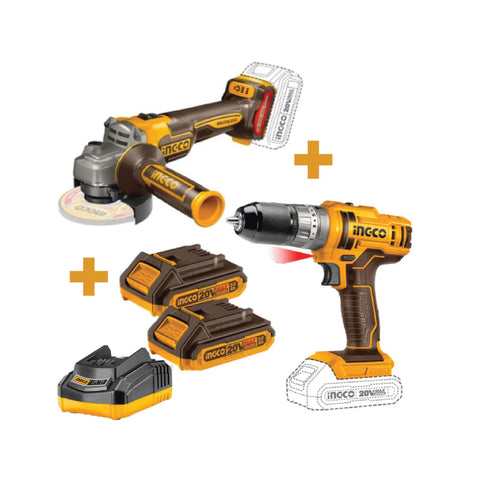 INGCO IMPACT 45NM CORDLESS DRILL + GRINDER COMBO