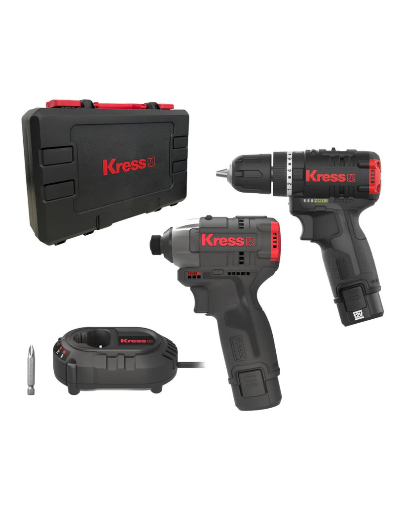KRESS HAMMER DRILL 40 NM & IMPACT DRIVER  140 NM 12V BL COMBO