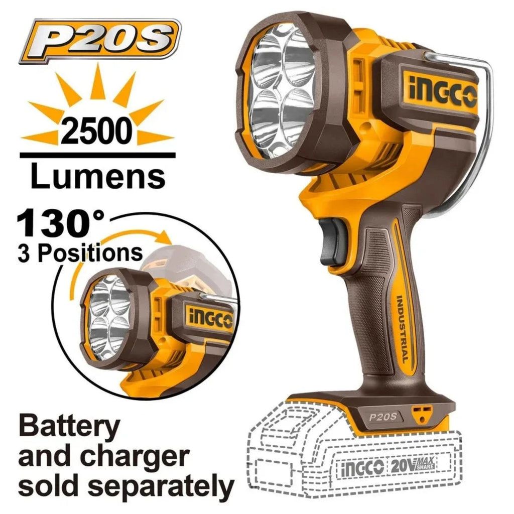 INGCO 20V CORDLESS WORK LAMP 2500 LUMENS  BARE