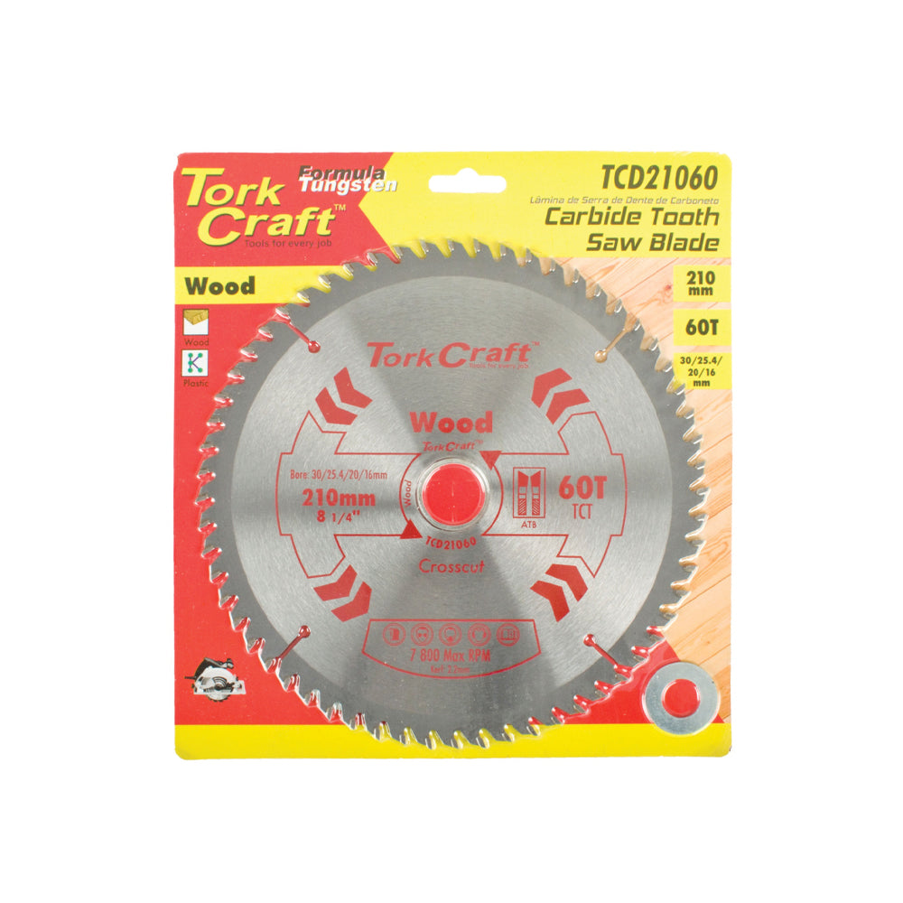 TORK CRAFT BLADE TCT 210 X 60T 30/1/20/16 GENERAL PURPOSE CROSS CUT
