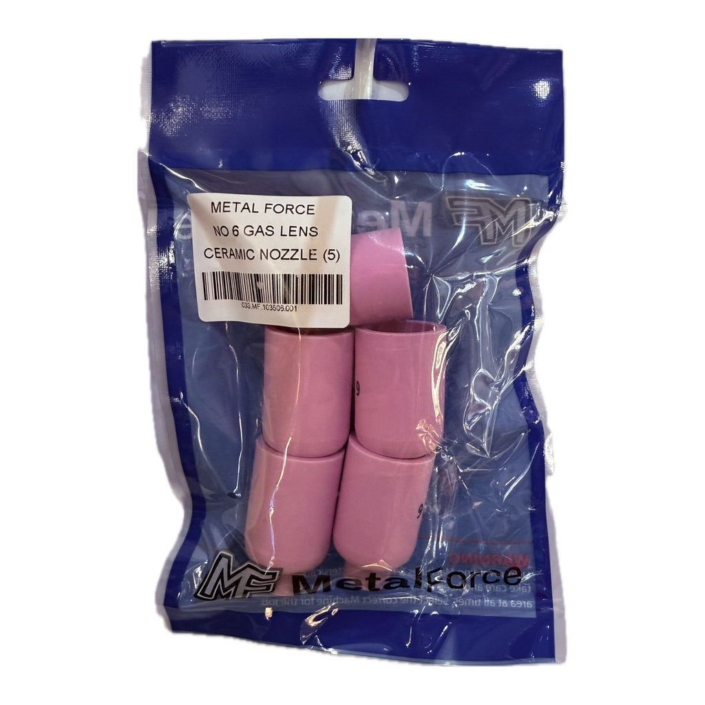 METAL FORCE NO 6 GAS LENS CERAMIC NOZZLE (PACK OF 5)