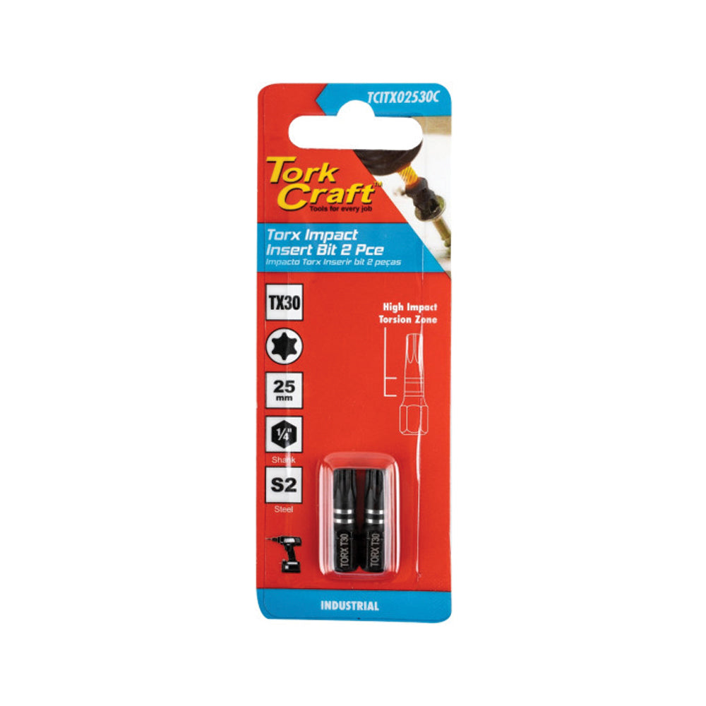 TORK CRAFT IMPACT TORX TX 30 IMPACT BIT 25MM 2PC CARDED