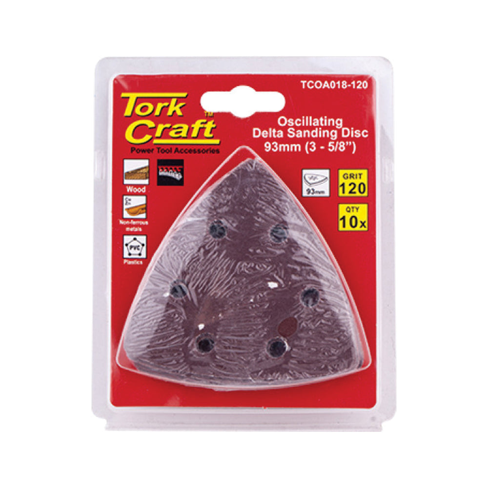 TORK CRAFT OSCILATING SANDPAPER A/O 93MM 10PC DELTA SHAPE 120GRIT