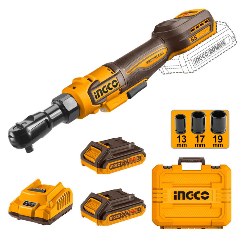 INGCO 20V PS+ C/L RATCHET DRIVER KIT 3P 65NM