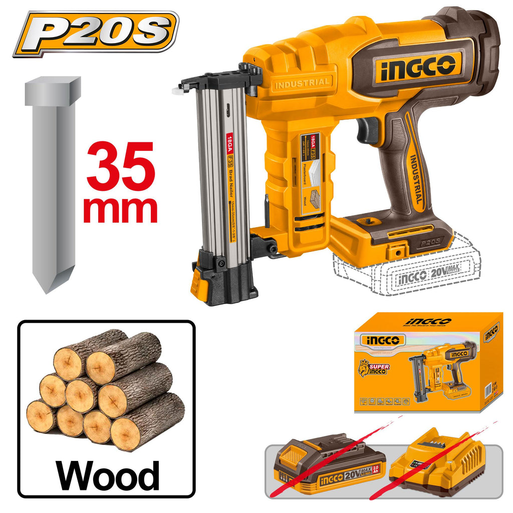 INGCO 20v CORDLESS BRAD NAILER KIT