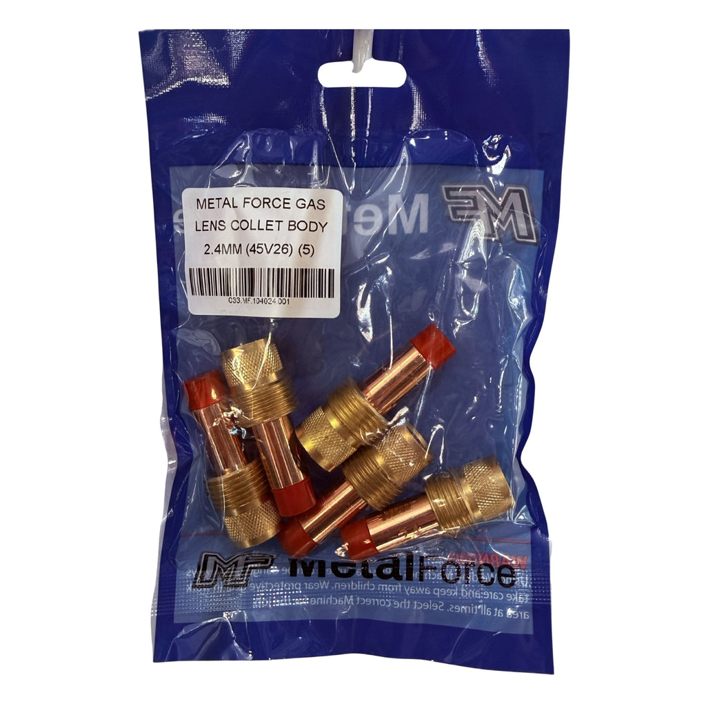 METAL FORCE GAS LENS COLLET BODY 2.4MM (45V26)  (PACK OF 5)