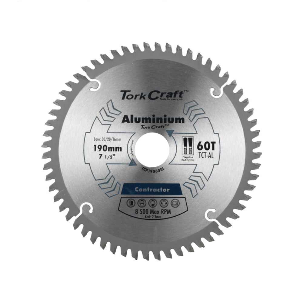 TORK CRAFT BLADE CONTRACTOR ALUM 190 X 60T 30/20/16 CIRCULAR SAW TCT