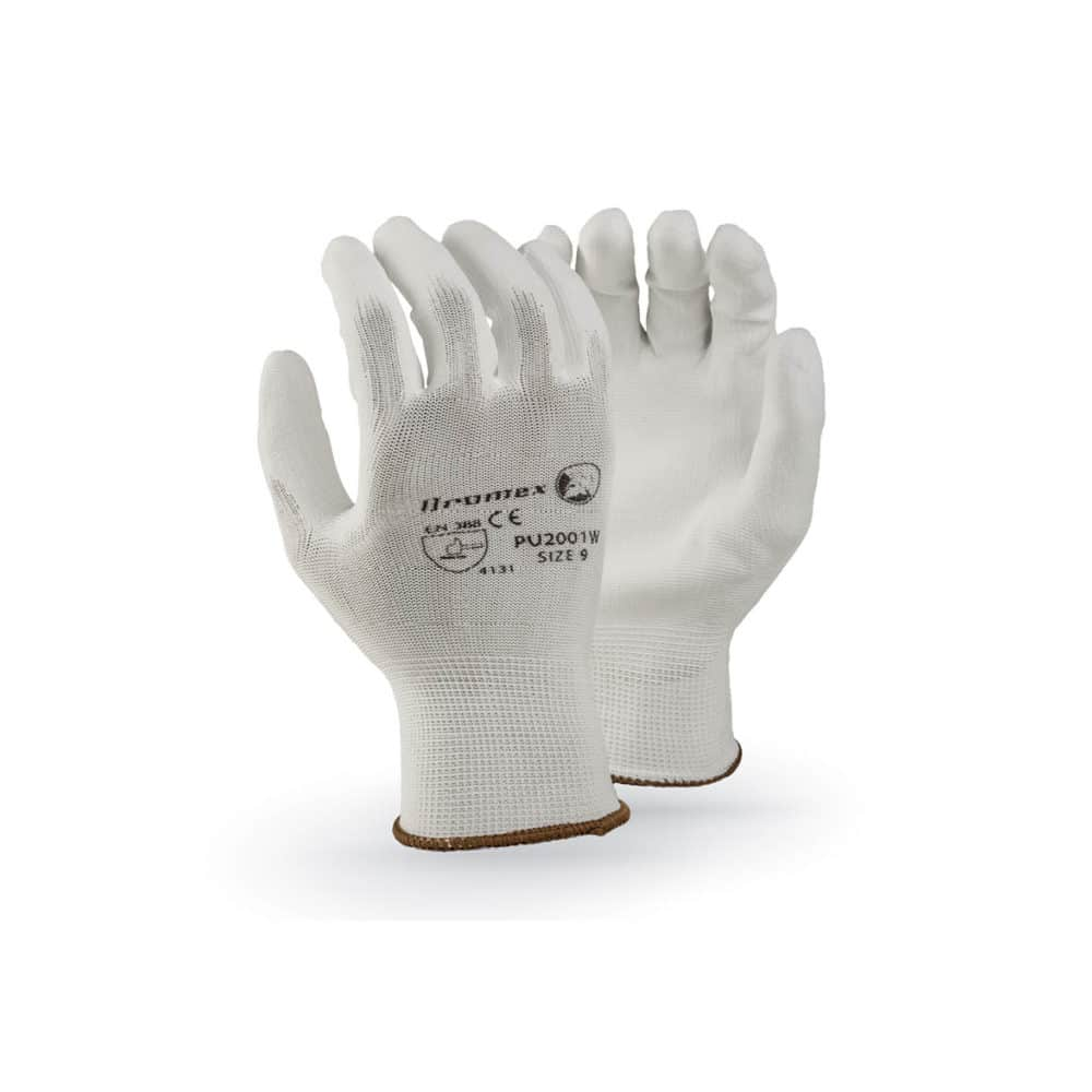 DROMEX GLOVES INSPECTOR PU PALM COATED WHITE SIZE 9(120)