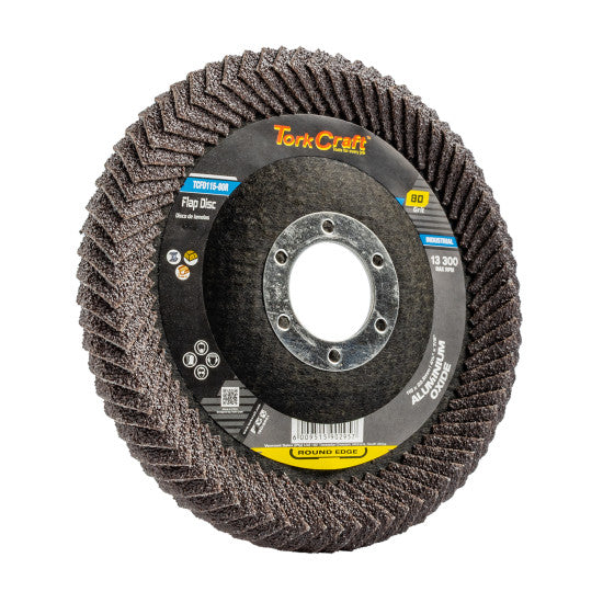 TORK CRAFT FLAP DISC ROUND EDGE A/O 115MM 80 GRIT FLAT
