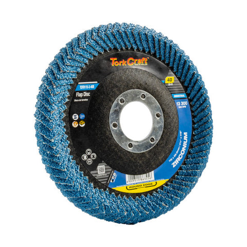 TORK CRAFT FLAP DISC ROUND EDGE ZIRCONIUM 115MM 80 GRIT FLAT