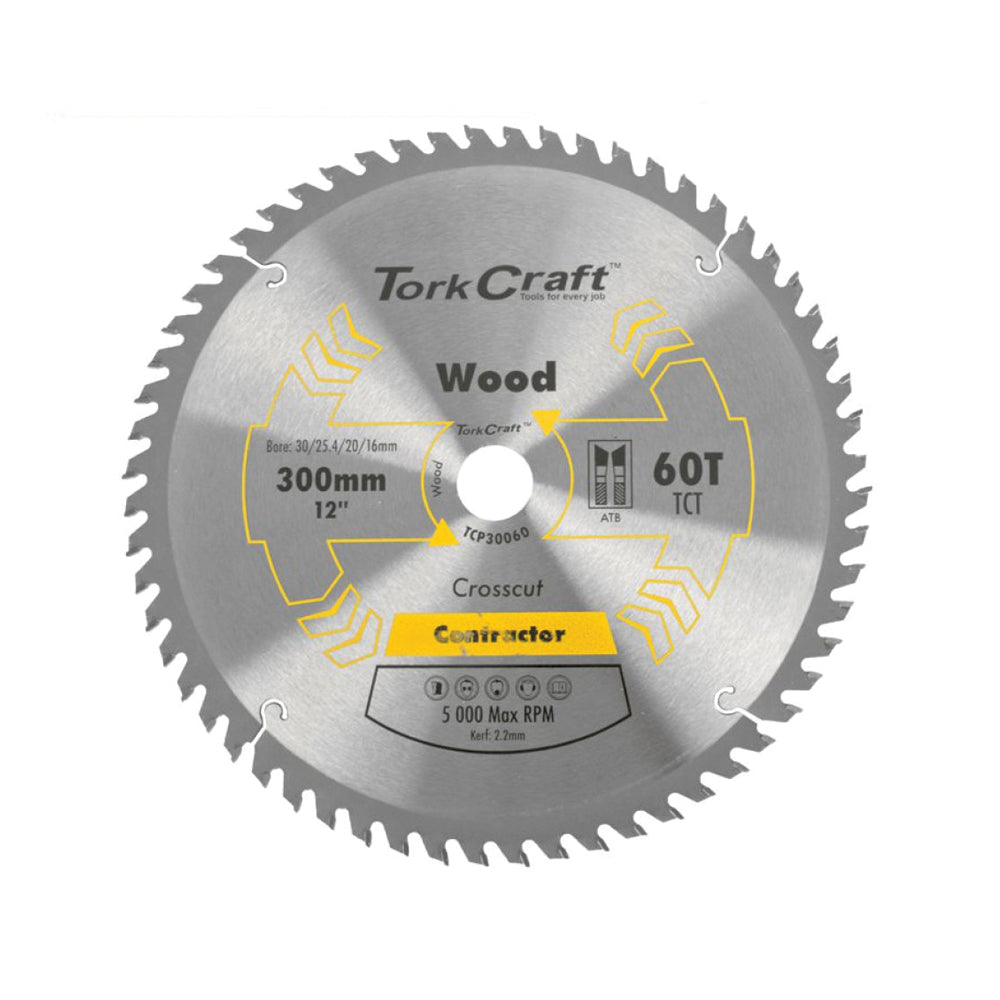 TORK CRAFT BLADE CONTRACTOR 300 X 60T 30/1/20/16 CIRCULAR SAW TCT