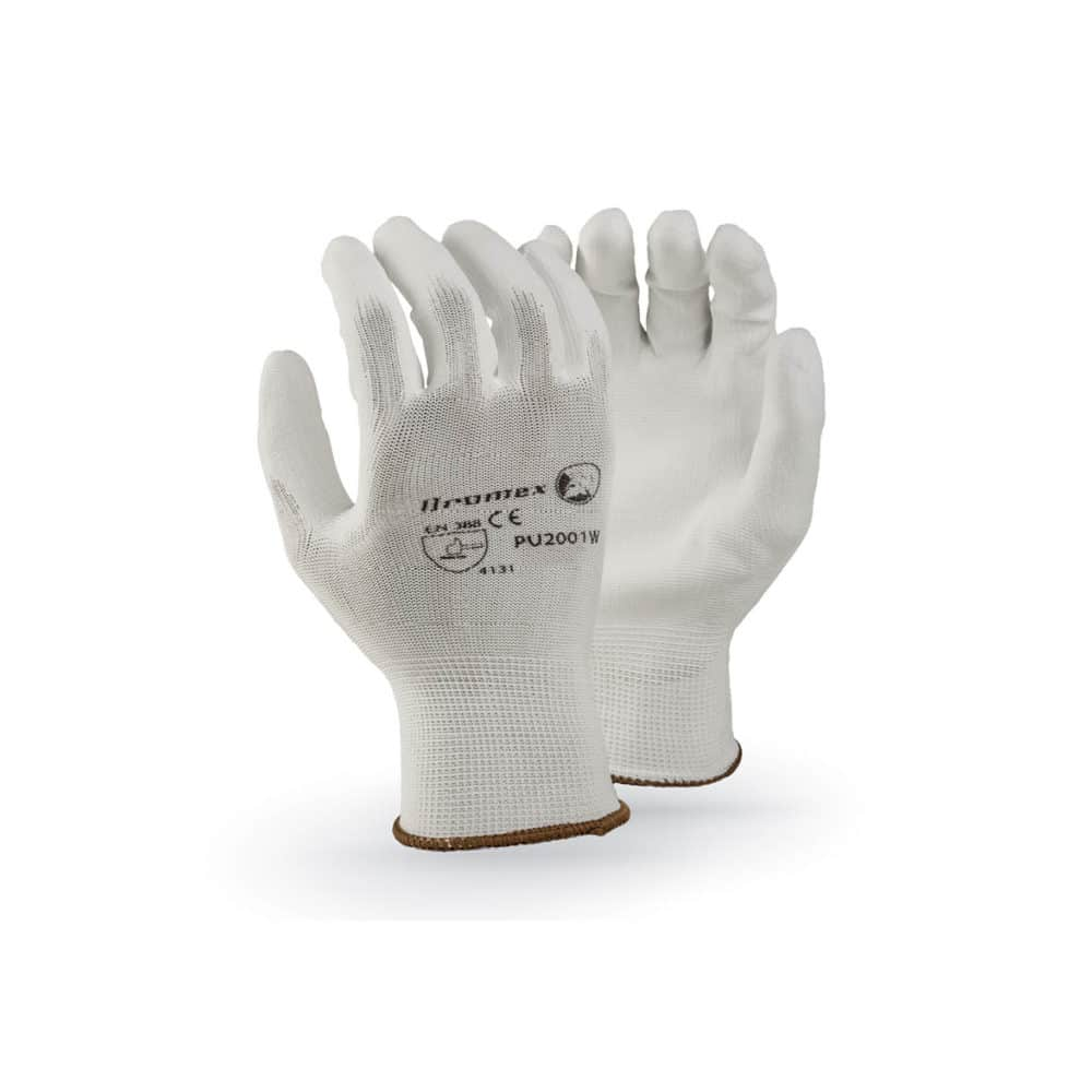 DROMEX GLOVES INSPECTOR PU PALM COATED WHITE SIZE 10(120)