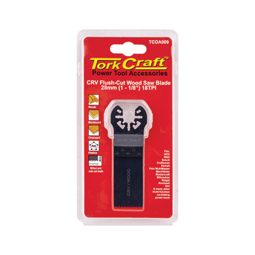 TORK CRAFT QUICK CHANGE FLUSH CUT WOOD SAW BLADE 28MM(1-1/8````)18TPI CRV
