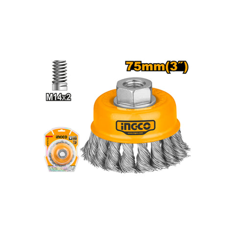 INGCO BRUSH W/CUP TWIS+NT 75 M14X2
