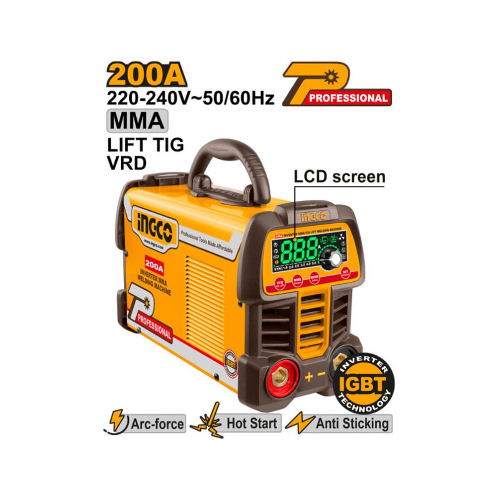 INGCO INVERTER 200A MAG/TIG 79V + ACCESSORIES