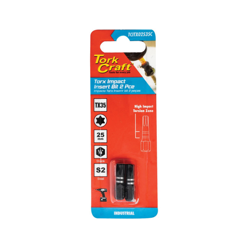 TORK CRAFT IMPACT TORX TX 35 IMPACT BIT 25MM 2PC CARDED