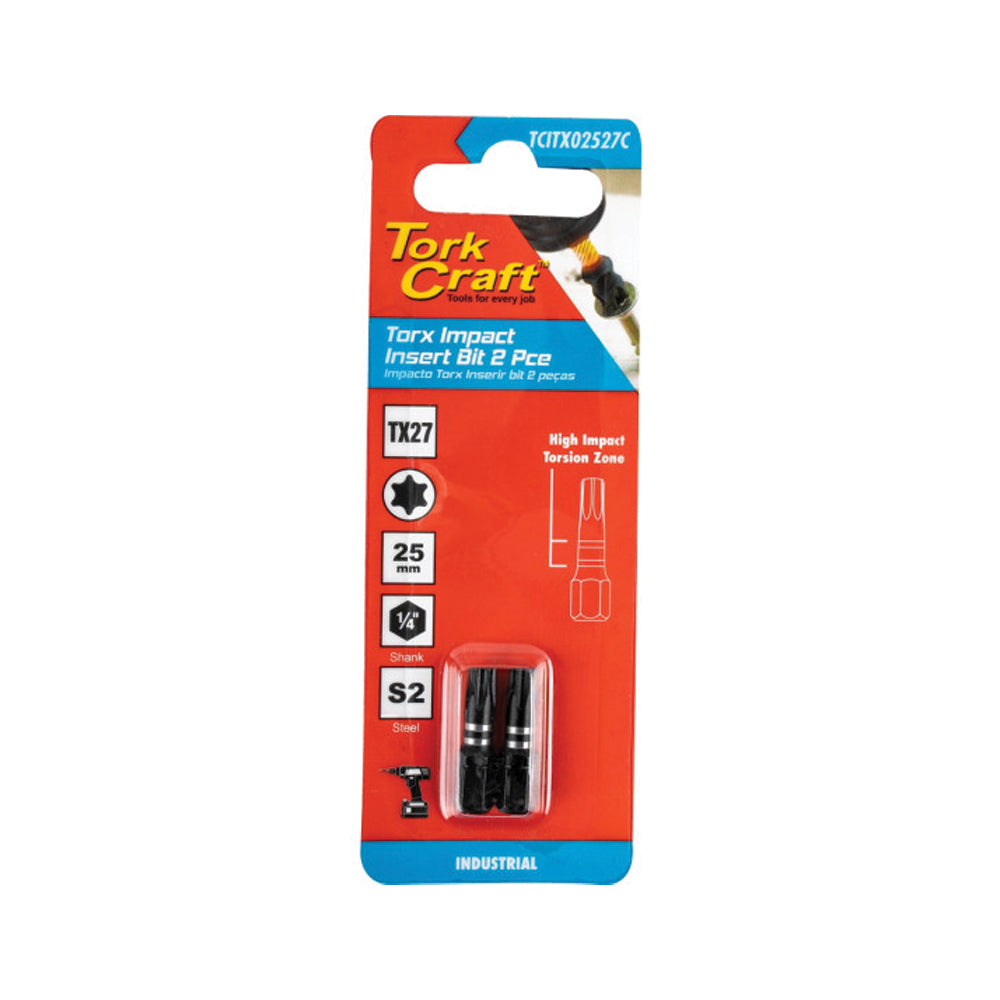 TORK CRAFT IMPACT TORX TX 27 IMPACT BIT 25MM 2PC CARDED