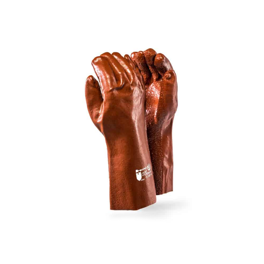 DROMEX BROWN ROUGH PVC GLOVE  (72)