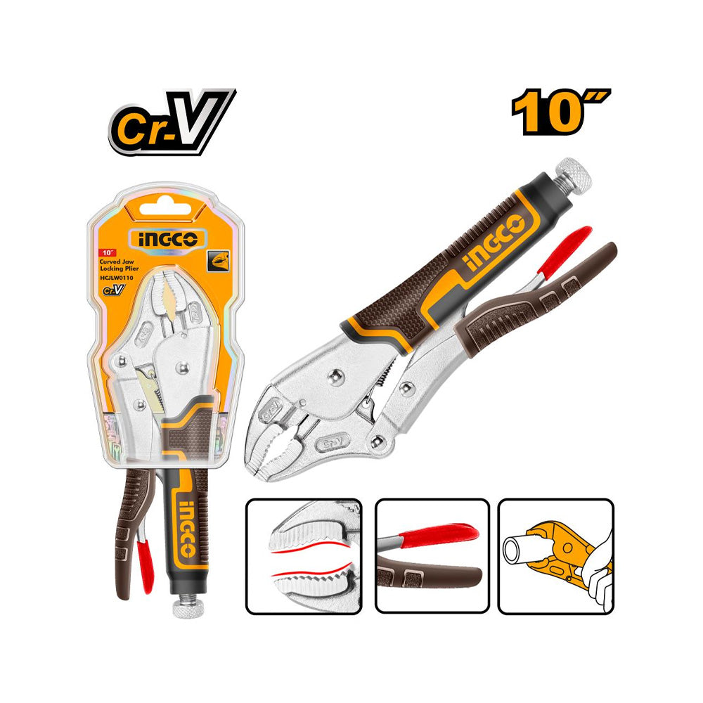 INGCO VICEGRIP CURVED JAW 250MM Cr-V