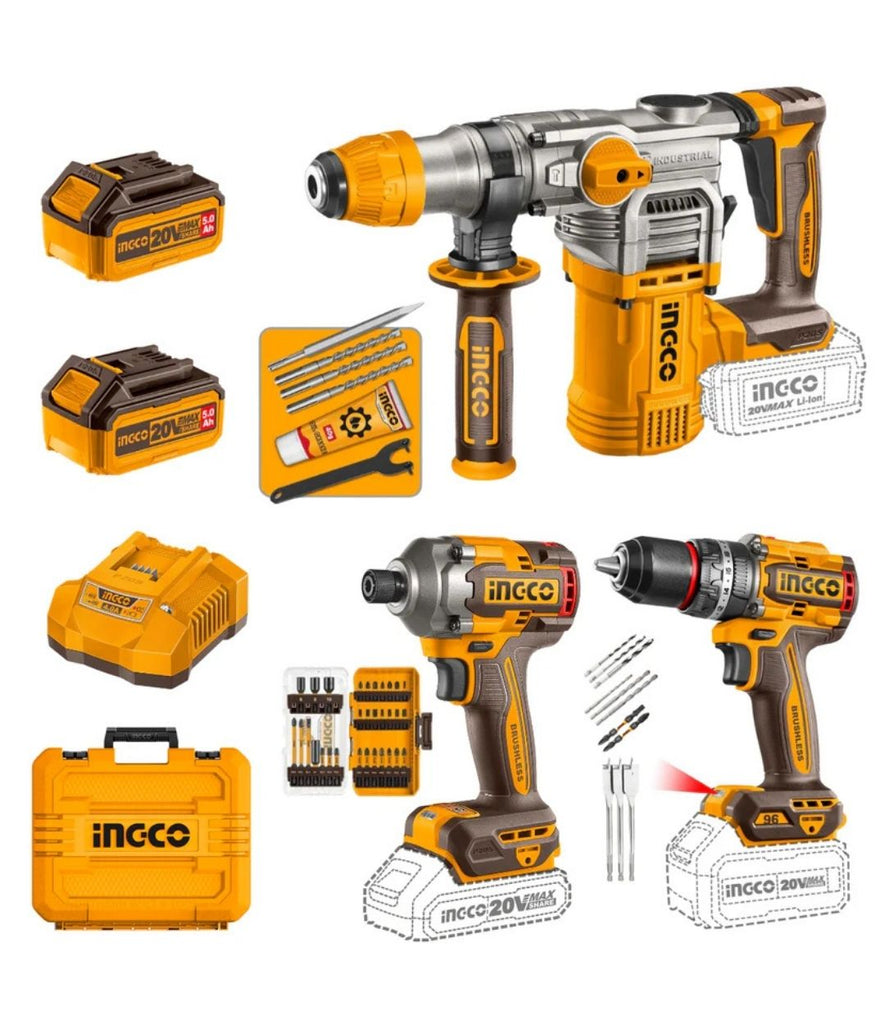 INCGO 3 IN 1 COMBO KIT ROTAR HAMMER  DRILL / 66NM IMPACT DRILL /  IMPACT DRIVER
