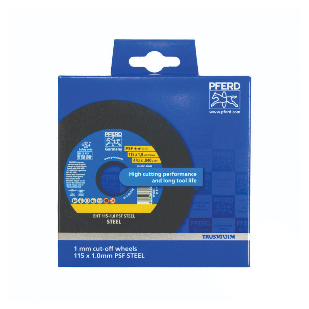 PFERD CUTIING DISC EHT 115-1,0 PSF  STEEL/22.23 5 PACK