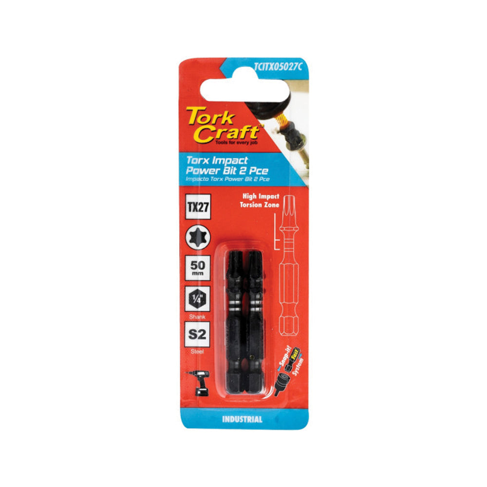 TORK CRAFT TORX TX 27 IMPACT BIT 50MM 2PC CARDED