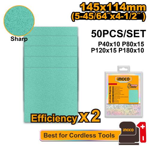 INGCO SAND SHEET ASS P40 P80 P120 P180 50PC