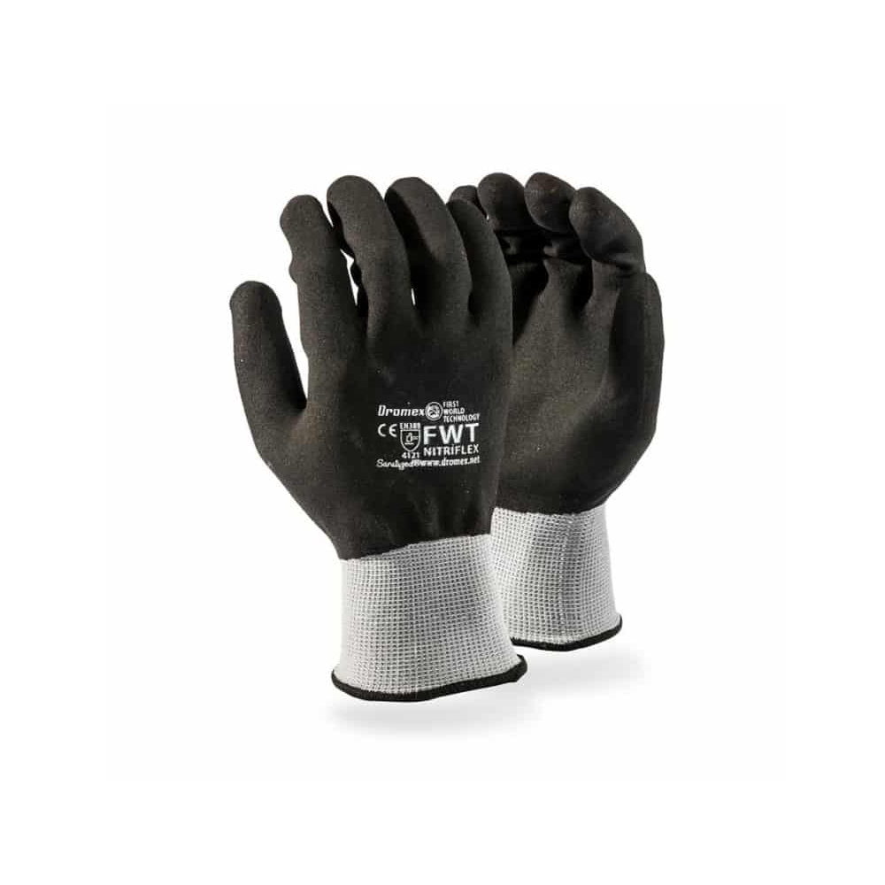 DROMEX NITRIFLEX GLOVE BLACK SANITIZED FULL COATED SIZE 8(120)