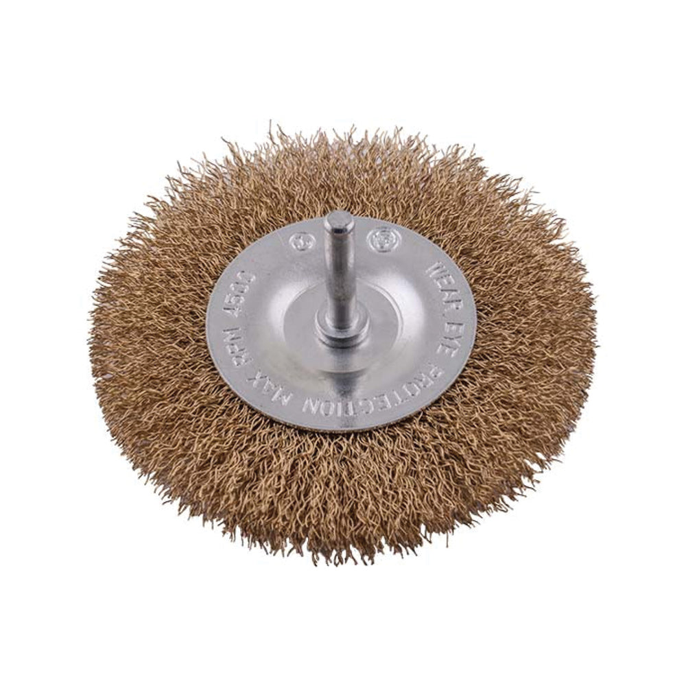 TORK CRAFT WIRE WHEEL BRUSH 100MM X 6MM SHAFT BLISTER