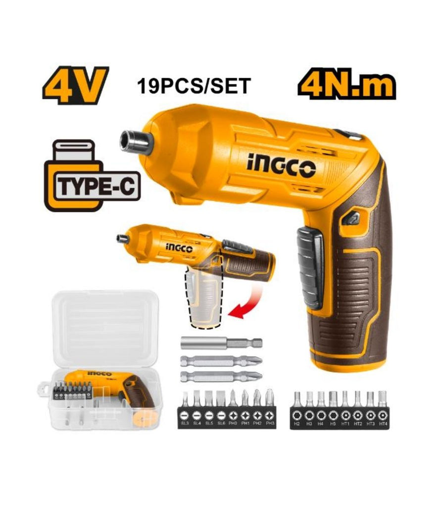 INGCO S/DRIVER CORDLESS 4V & 1PC BIT
