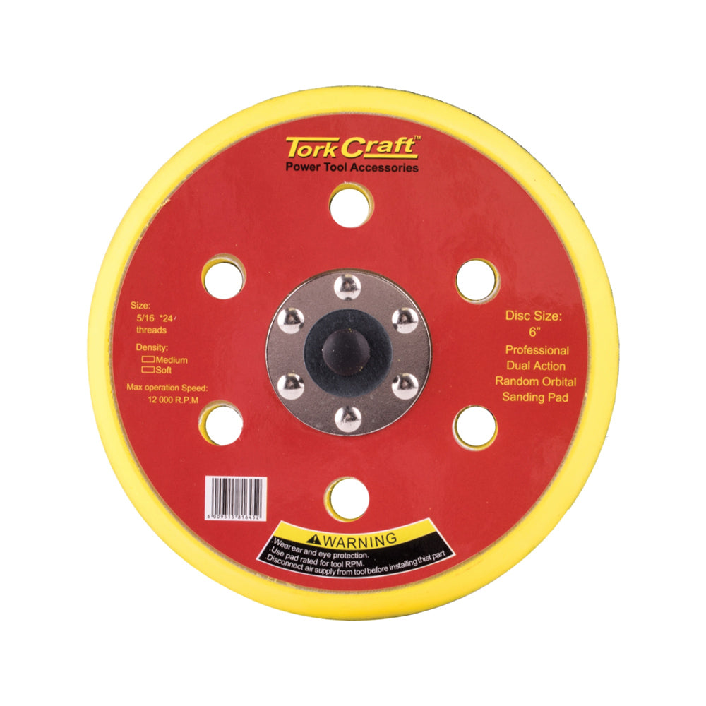 TORK CRAFT DA SANDER PAD 6 HOLES 5 16 - 24UNF 150MM 6````