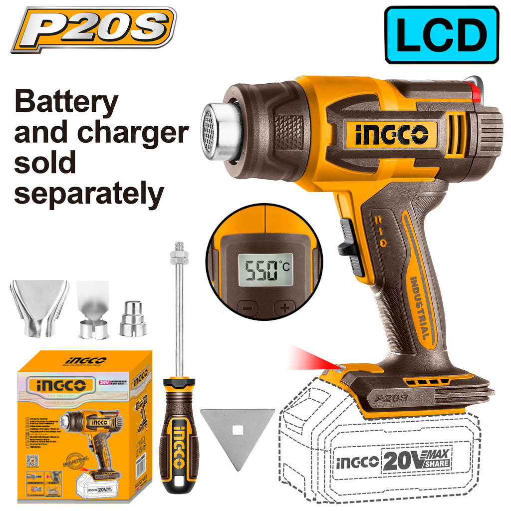 INGCO 20V PS+ C/L HEAT GUN +ACC 4P NO B/C