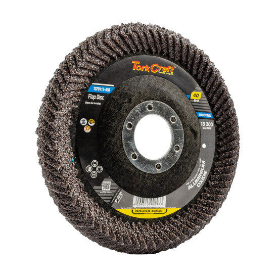 TORK CRAFT FLAP DISC ROUND EDGE A/O 115MM 120 GRIT FLAT