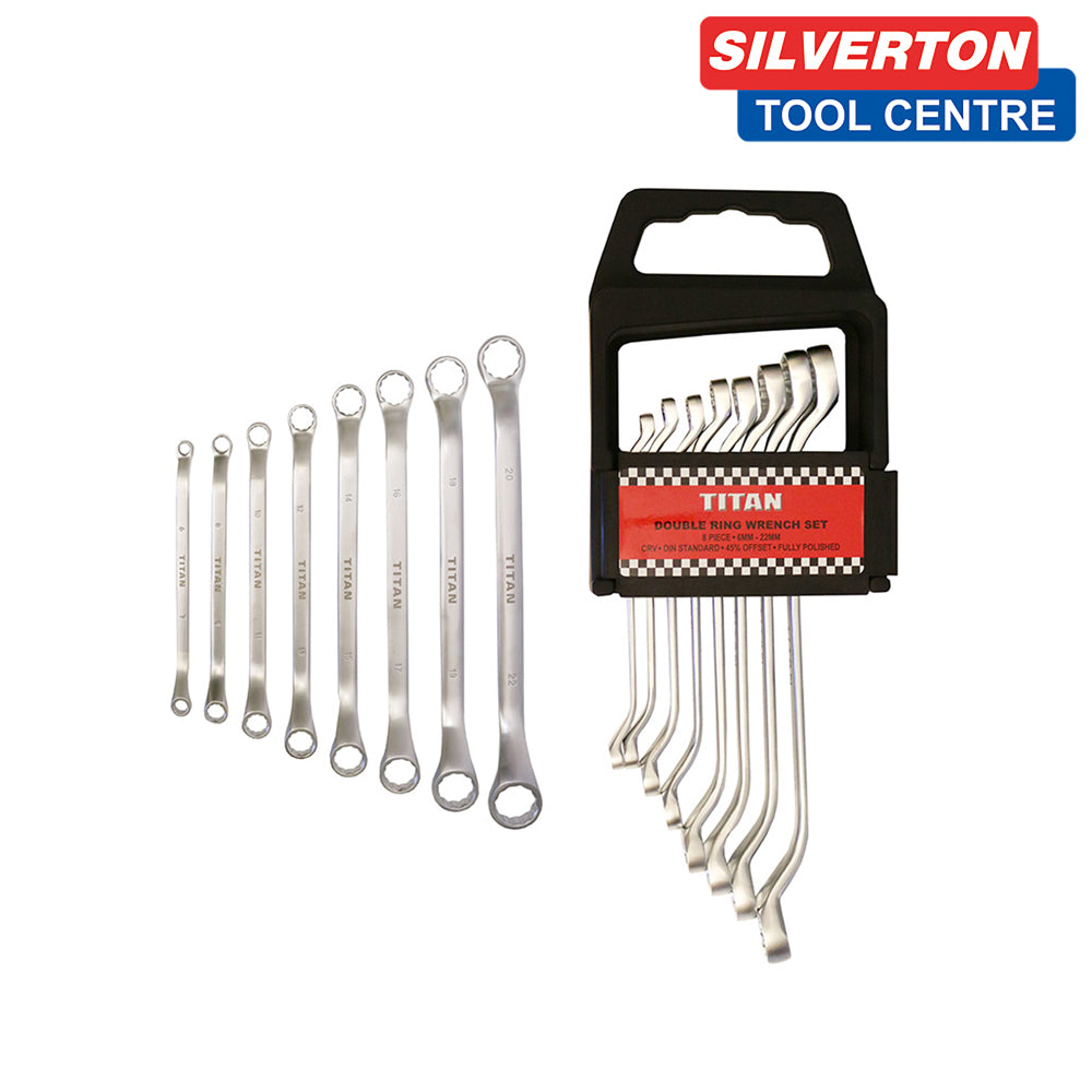 TITAN DOUBLE RING WRENCH SET 6-22 8PC FULLY POLISHED