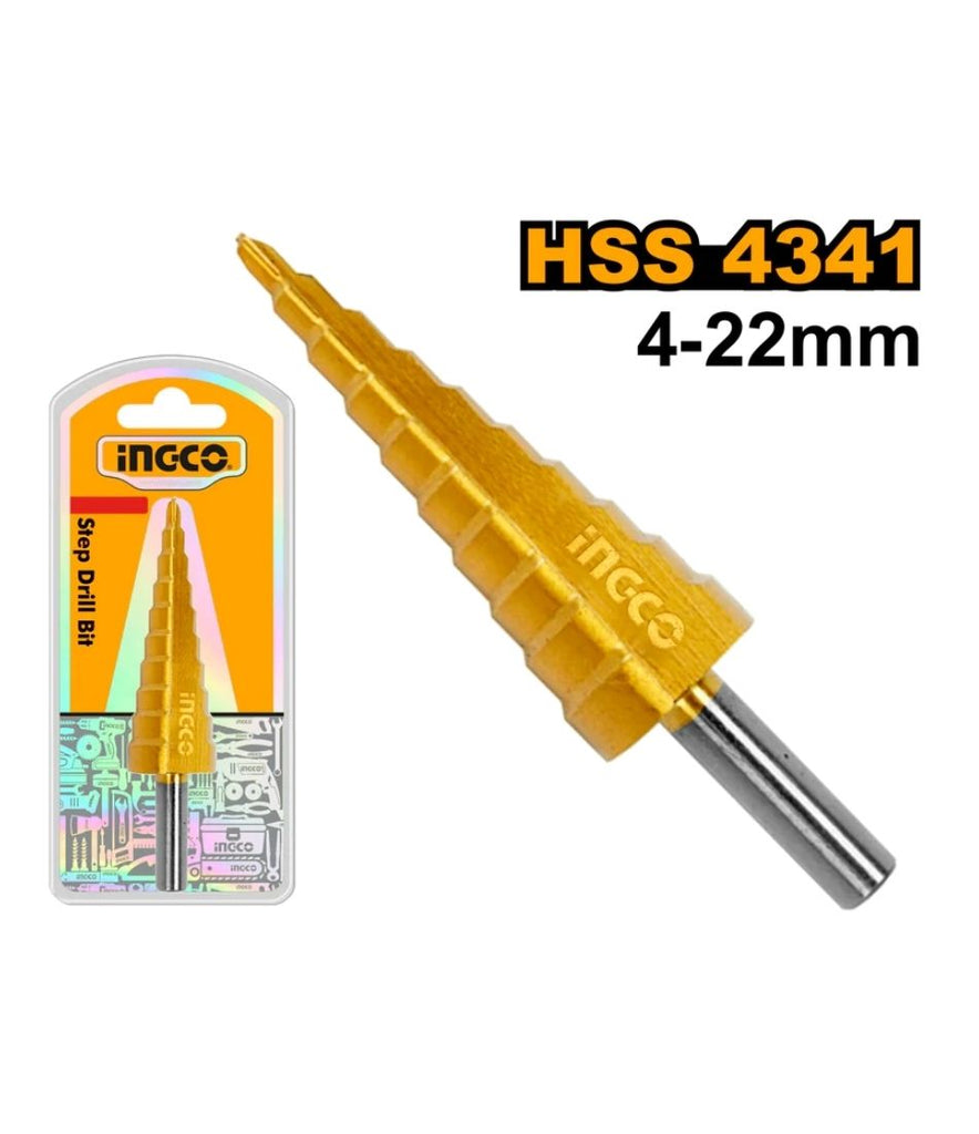 INGCO DRILL BIT STEP 4341 SHANK RND 0.4-22MM