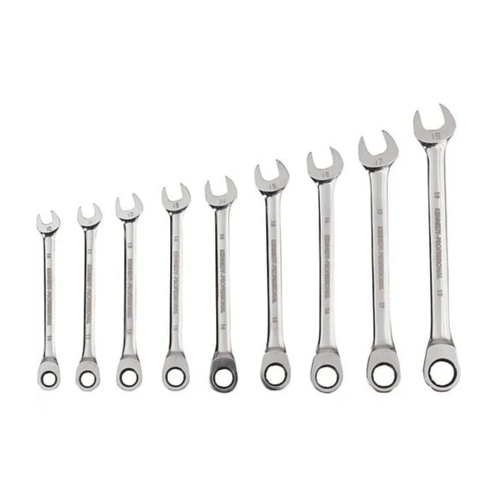 KENNEDY 10-19mm RATCHET COMBINATION SPANNER SET 9PC