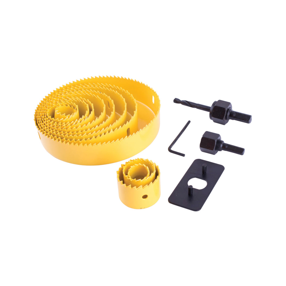 TORK CRAFT HOLE SAW SET CARBON STEEL 16PCE 19 - 127MM