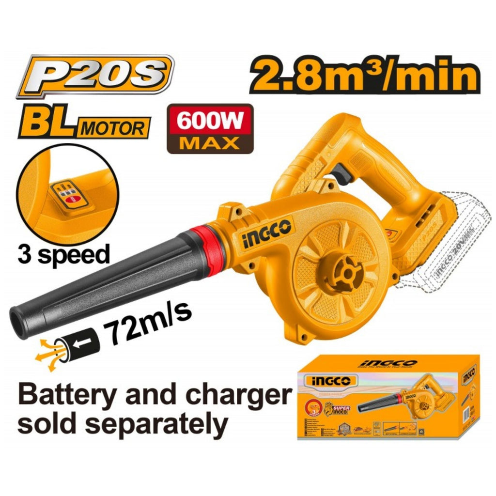 INGCO 20V CORDLESS 3 SPEED B/L BLOWER  BARE