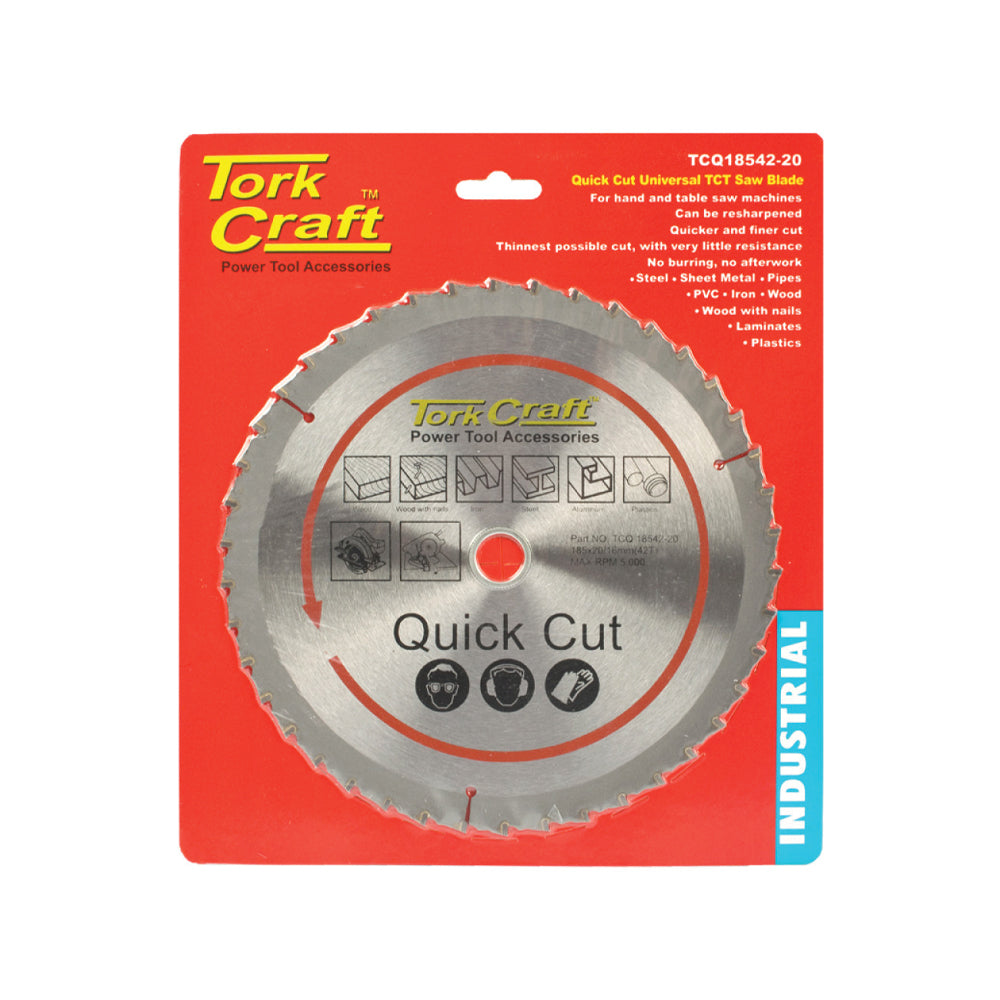 TORK CRAFT UNIVERSAL QUICK CUT TCT BLADE 185X42T 20-16