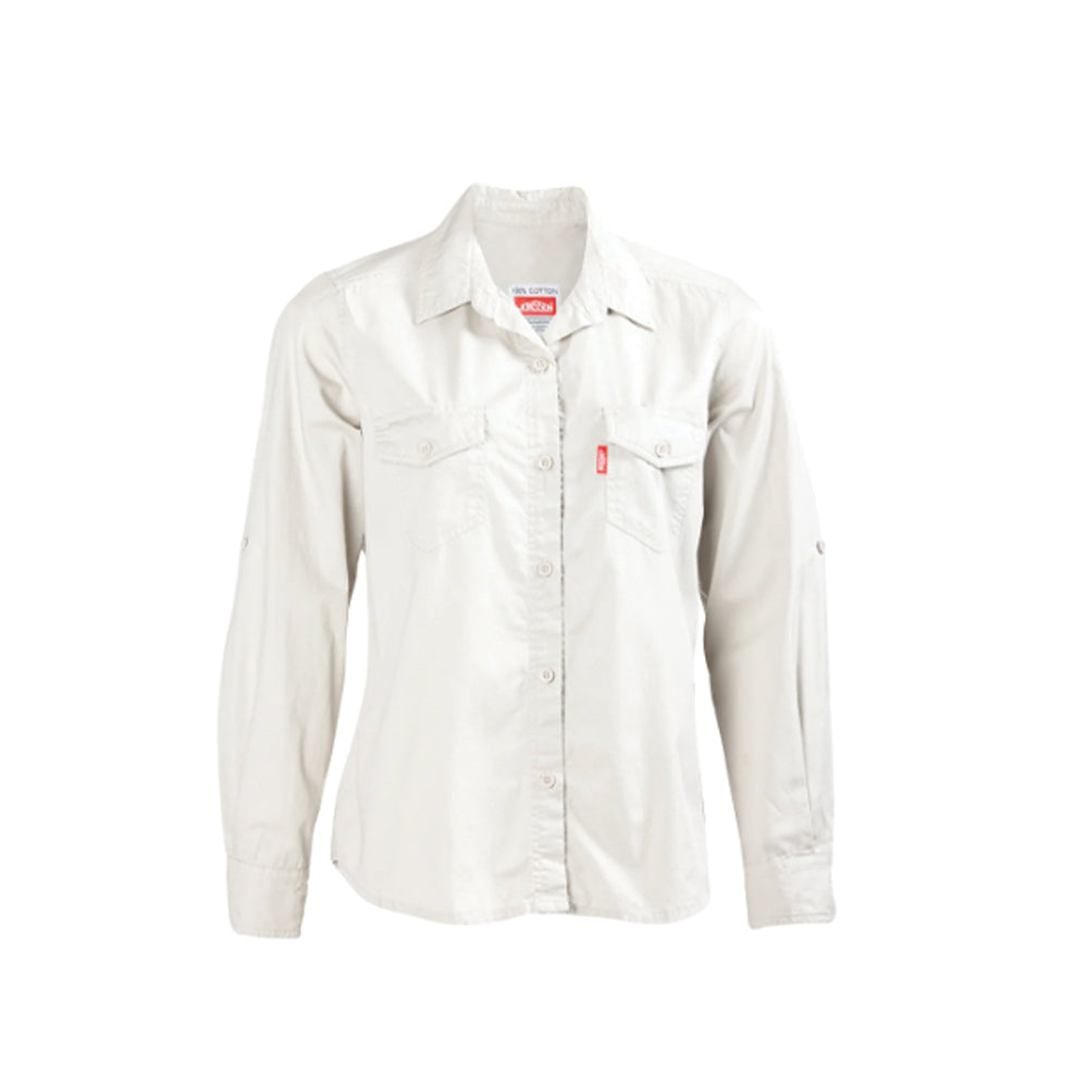 JONSSON WOMENS L/S WORK SHIRT COLOUR-STONE SIZE-2XL