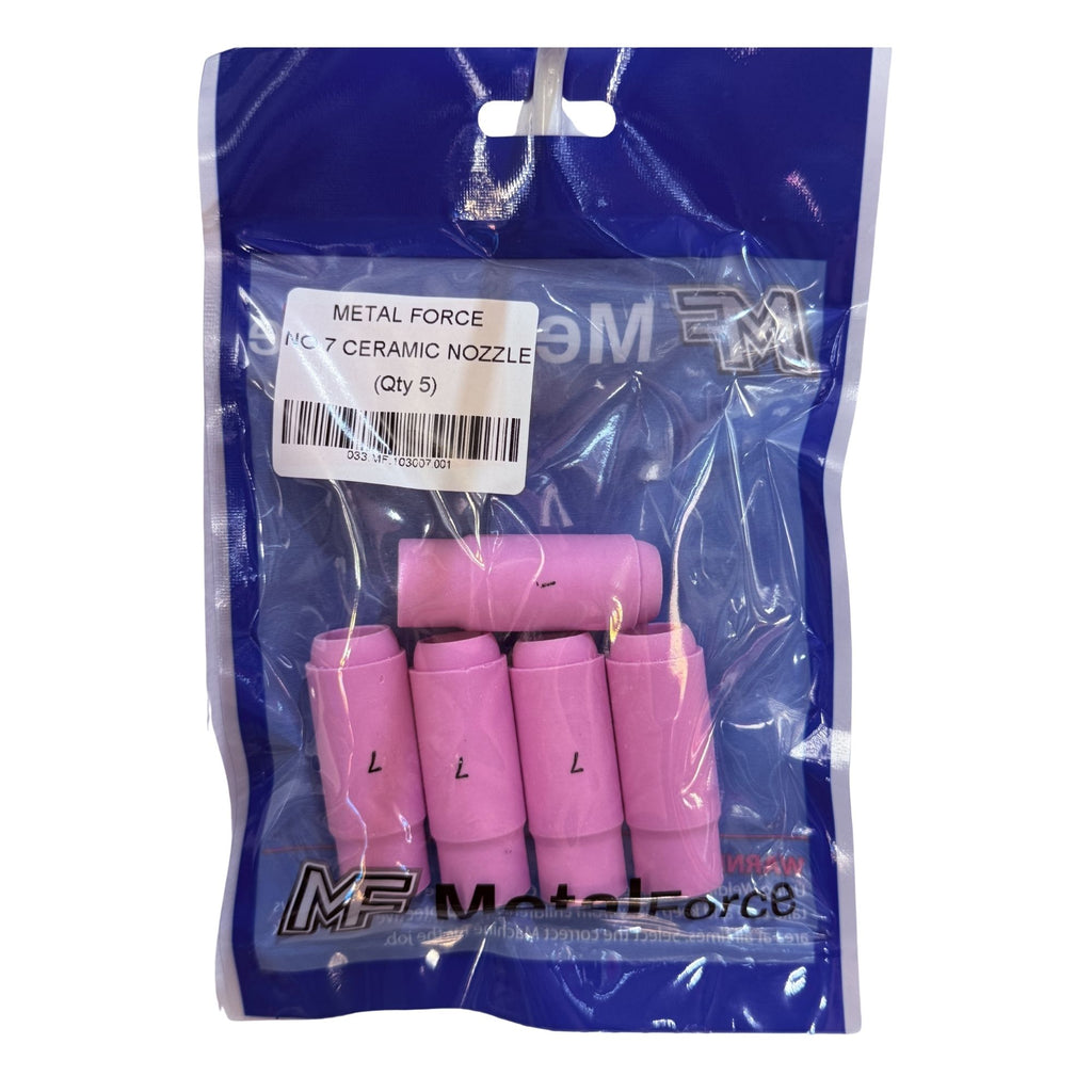 METAL FORCE NO 7 GAS LENS CERAMIC NOZZLE (PACK OF 5)