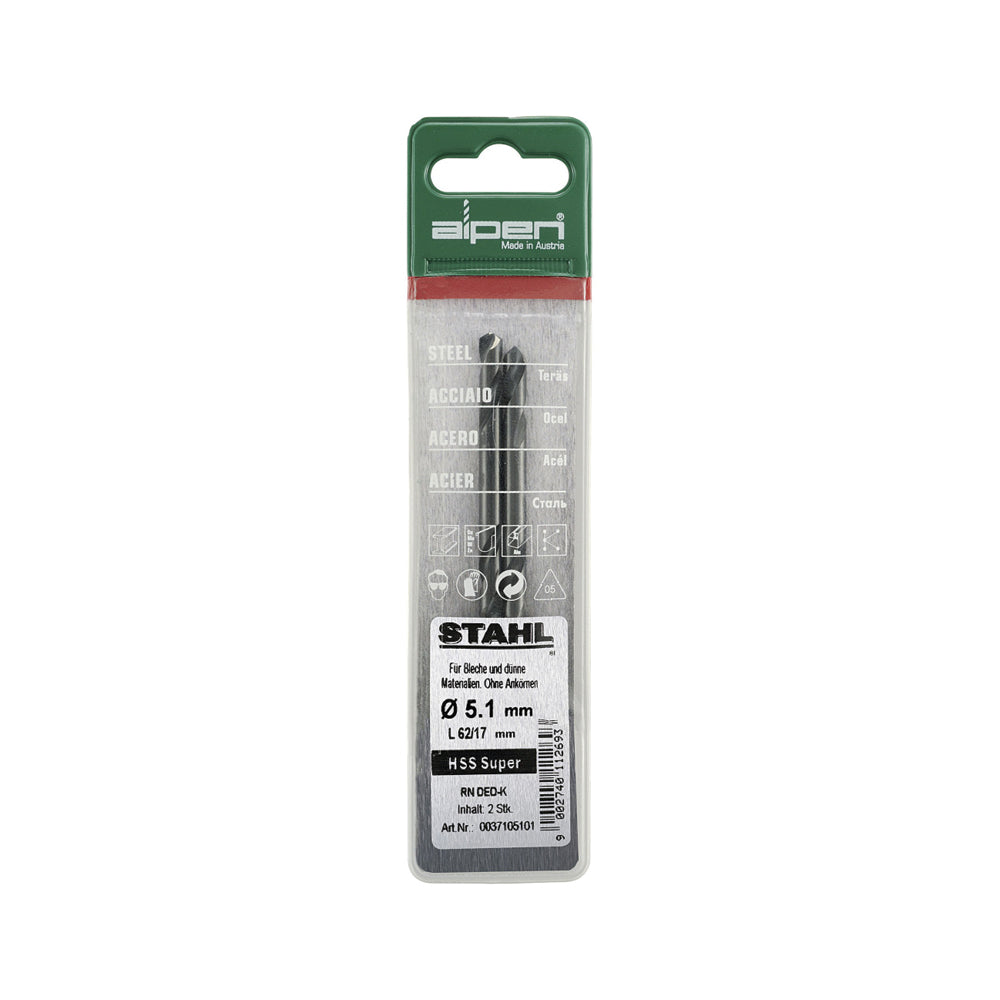 ALPEN HSS SUPER DRILL BIT DOUBLE ENDED 4.2MM 2/POUCH