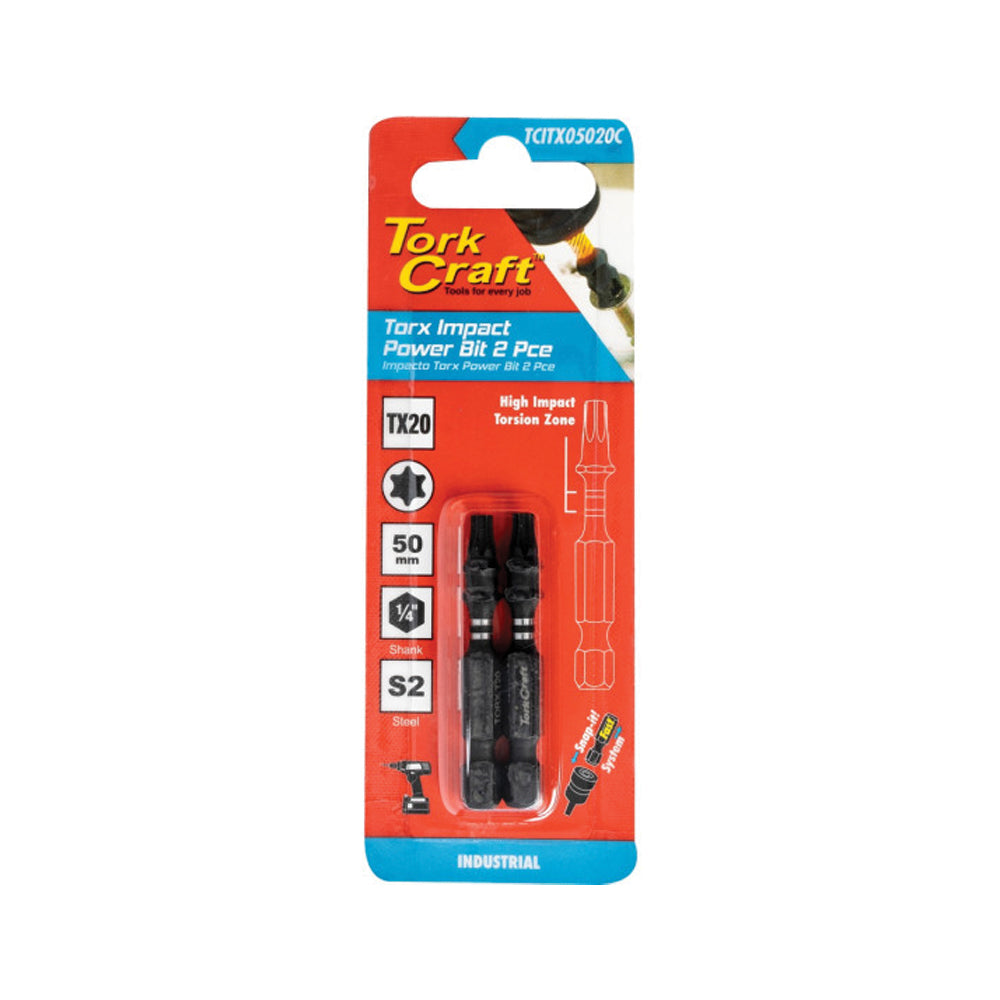 TORK CRAFT TORX TX 20 IMPACT BIT 50MM 2PC CARDED