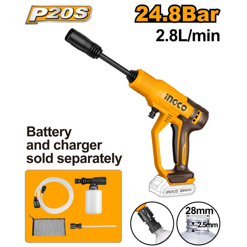 INGCO 20V PS+ C/L P/WASHER 2.5L/MIN INCL ASS NO B/C BOX