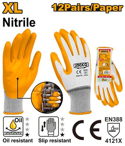 INGCO GLOVE NITRILE PALM SIZE XL