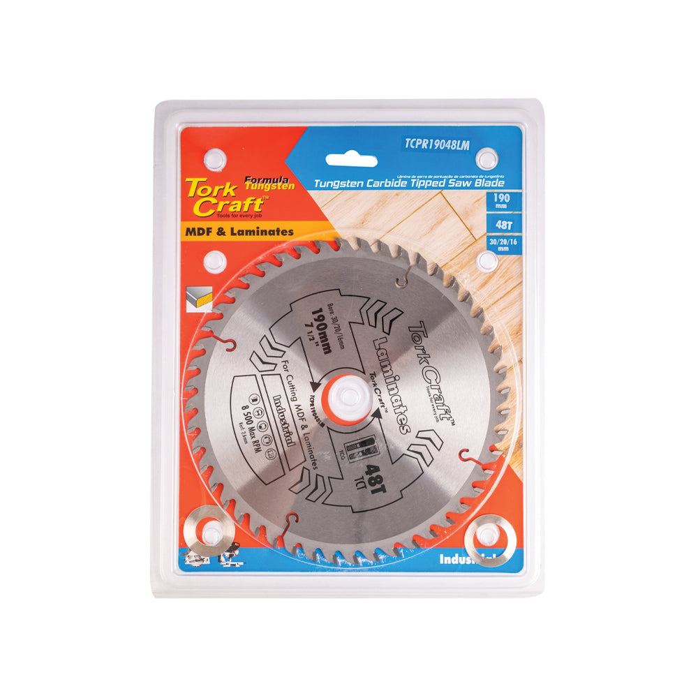 TORK CRAFT BLADE TCT 190 X 48T 30/20/16 TCG POSITIVE PROFESIONAL INDUSTRIAL